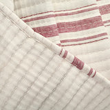 Lush Decor Farmhouse Stripe Kantha Pick Stitch Cotton Quilt/Coverlet Single Full/Queen, Red - Striped Bedding Queen Quilt - Queen Blanket For Bed Lush Decor