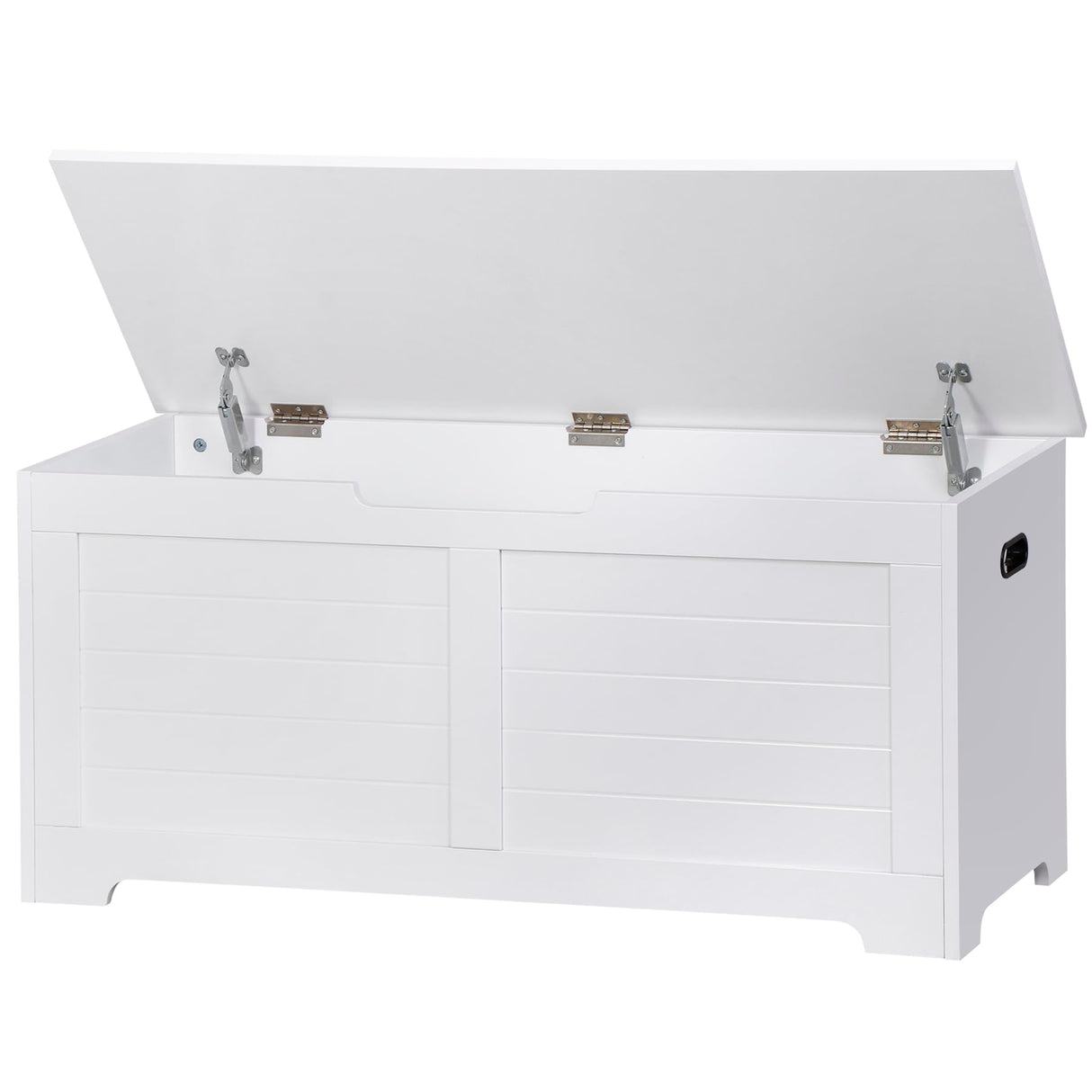 Epetlover Wooden Storage Chest Box with Flip-top Lid & Safety Hinge, 39.4 Inch Living Room Organizer, Bedroom Bench, White Epetlover