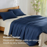 Bedsure 100% Bamboo Duvet Cover King Size - Lightweight Silky Cooling Rayon Derived from Bamboo Comforter Cover Set for Hot Sleepers, Breathable & Moisture-Wicking Bedding Set, Navy Bedsure