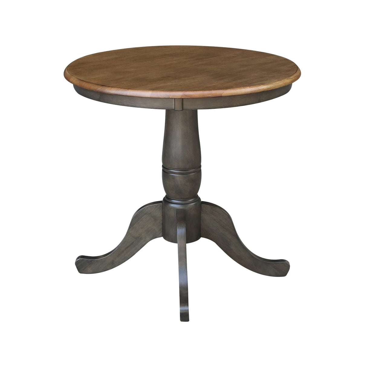 IC International Concepts Round Top Pedestal Dining Table, Hickory/Washed Coal IC International Concepts