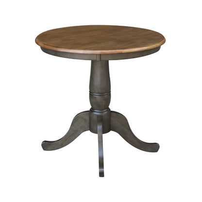 IC International Concepts Round Top Pedestal Dining Table, Hickory/Washed Coal