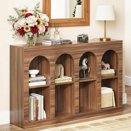 LIKEMET 55" Arched Console Table, Mid Century Modern Entryway Table with 4 Tier Display for Entryway, Living Room, Entrance, Hallway, Foyer and Front Door LIKEMET