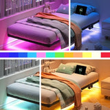 HAVONIZD Floating Bed Frame Twin with LED Lights and Charging Station - 10 inch Platform Bed Frame No Box Spring Needed, Easy Assembly HAVONIZD