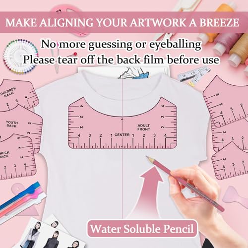67 Pcs Sublimation Shirts Tool Kits for Vinyl Alignment,Heat Press Mat Pad Silicone,T-Shirt Rulers Guide and Teflon Sheet for Cricut Heat Press HTV Vinyl Center Designs,Craft Sewing Accessories DNSGOOR