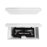 JOLLYMER Concealment Gun Shelf with Hidden Trap Door with RFID Lock, White Floating Shelf for Living Room JOLLYMER