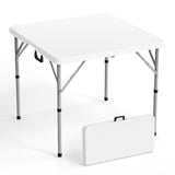 VINGLI 34" Fold in Half Square Table, Bi-Folding Commercial Table, Portable Plastic Dining Card Table for Kitchen or Outdoor Party Wedding Event, White VINGLI