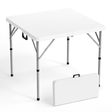 VINGLI 34" Fold in Half Square Table, Bi-Folding Commercial Table, Portable Plastic Dining Card Table for Kitchen or Outdoor Party Wedding Event, White VINGLI