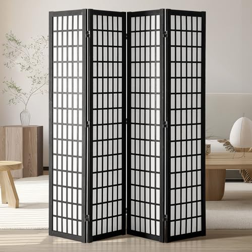 VEVOR Room Divider, 4 Panel Japanese Room Divider, Wood Folding Privacy Screen Indoor, Japanese Partition Dividers Portable Decoration Screens, for Room Separation Home Office Restaurant & Bedroom VEVOR