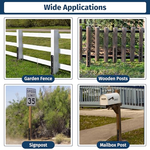Fixmend Fence Post Repair Kit, Heavy Duty Fence Post Anchor, 2 Pack Fence Post Stakes Ground Spike for Repairing Tilted or Broken Wooden Posts Fixmend