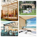 TANG Outdoor Pergola Shade Cover Canopy for Patio Deck Porch Backyard Universal Replacement Shade Cover with Spaced Grommets 2 Sides Weighted Rods 8'x16' Beige TANG