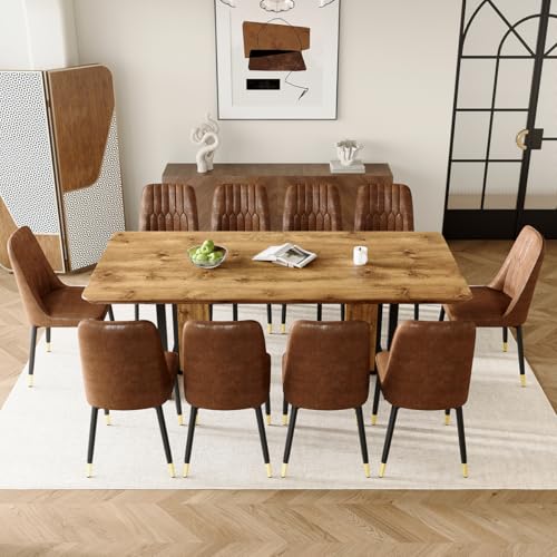 MEMUY Wood Dining Table Set for 10,79" Rustic Wood Kitchen Table and Chairs,10 Seat Dining Table Set with Heavy Duty Legs,Large Dinner Table Set for 10 for Big Family Kitchen Dining Room MEMUY