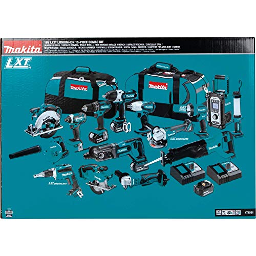 Makita XT1501 18V LXT® Lithium-Ion Cordless 15-Pc. Combo Kit (3.0Ah) Makita