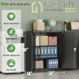 Greenvelly Metal Storage Cabinet with Doors and Shelves,Lockable Storage Cabinet for Office,36”Black Metal Utility Cabinet Garage Cabinets, Lockable File Cabinet for Home Office, Garage, Kitchen, Shop Greenvelly