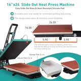 16x24 Semi-auto Heat Press Machine with Positioning, 2kw, Slide-Out, Heat Transfer Press DTF, Vinyl. Family or Small Business (Green, 16x24 Semi-auto) Eonvest