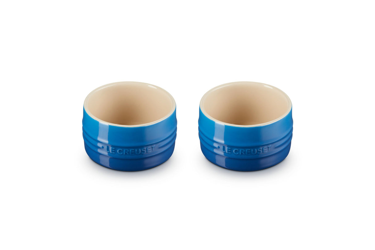 Le Creuset Stoneware Round Ramekin Straight Wall Set of 2, 6.75oz. Each, Marseille Le Creuset