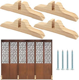 4pcs Folding Room Divider Stand,Wooden Room Divider Stand with Screws,Folding Privacy Screen Holder, Room Screen Holder Feet Partition for Hotel Home Office (Wood) YtotY