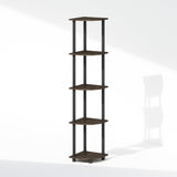 Furinno Turn-N-Tube Corner Shelf, 5-Tier Corner Display Rack, Shelving Unit, for Organization and Storage, Living Room, Home Office, Garage, Bedroom, Dark Brown Grain Furinno