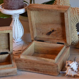 WHW Whole House Worlds Cape Cod Boxes, Set of 2, Keepsake and Trinkets, Natural Wood with Carved White Fish Accents, Nesting, Hinged, 5.5 and 4 Inches WHW Whole House Worlds