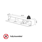 POVISON DONICY Fully-Assembled Minimalist Floating TV Stand, Modern Wall-Mounted Entertainment Center with 3 Drawers, Solid Wood, Walnut Veneer, 78" POVISON DONICY