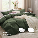 Bedsure Olive Green Duvet Cover King Size - 3 Pieces Prewashed Cotton-Like Polyester Extra Soft Bedding Set, Includes 1 Duvet Cover 104x90 Inches with Zipper Closure & 2 Pillow Shams, No Comforter Bedsure