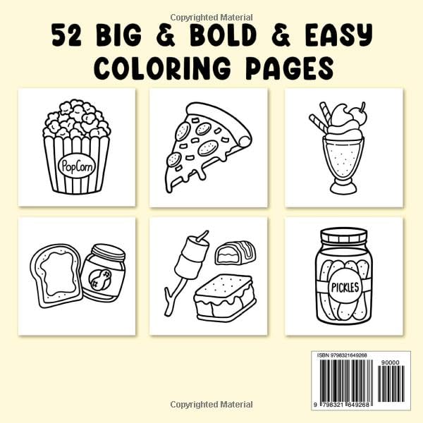 Food Drink & Sweets: Coloring Book for Adults and Kids, Bold and Easy, Simple and Big Designs for Relaxation Featuring a Variety of Foods, Drinks, Desserts and Fruits (Bold & Easy Coloring)