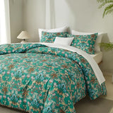 mixinni Farmhouse Boho Comforter Set Queen Size - 3 Piece Lightweight All Season Bedding Set with Fluffy Comforter & 2 Pillow Shams, Floral Botanical Design, Soft Breathable Microfiber mixinni