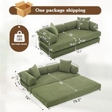 MAKIAAP 78.5'' Convertible Folding Sofa Bed, 5-in-1 Modular Floor Couch, Corduroy Small Cloud Couch, Compressed Foldable Sleeper Sofa, King Size Futon for Bedroom, Guest Room (Green) MAKIAAP