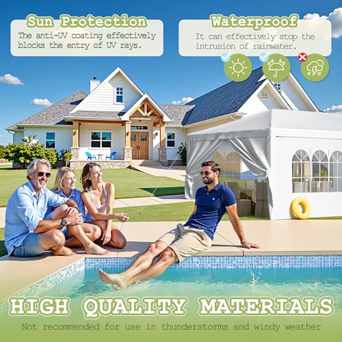 Homall 10' × 30' Party Tent Outdoor Tent for Party Rainproof Wedding Tent Event Booth for up to 40 People, Canopy Tent with Removable Sidewalls (White) Homall