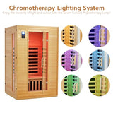 2024 Upgrade 2 Person Sauna, Low EMF 6 Heating Plate Infrared Physical Therapy Wooden Dry Steam Sauna with MP3 Auxiliary Connection, Dual Controls, Iron Shirt Wall Plate, Home Spa Day Use, Gift PioneerWorks