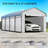 Outsunny Carport Replacement Sidewall Panels Set of 4 for 10' x 15' Carports, UPF50+ Waterproof PE Tarp Replacement Side Wall Cover with Zipper Door, Top Cover and Frame Not Included, White Outsunny