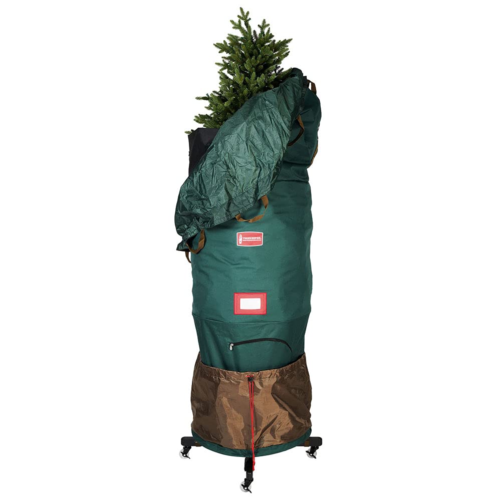 [Upright Tree Storage Bag] - 9 Foot Christmas Tree Storage Bag | Hold Artificial Trees up to 9 Feet Tall - Keep Your Fake Tree Assembled | Includes Rolling Tree Stand (9' - Large/With Tree Stand)