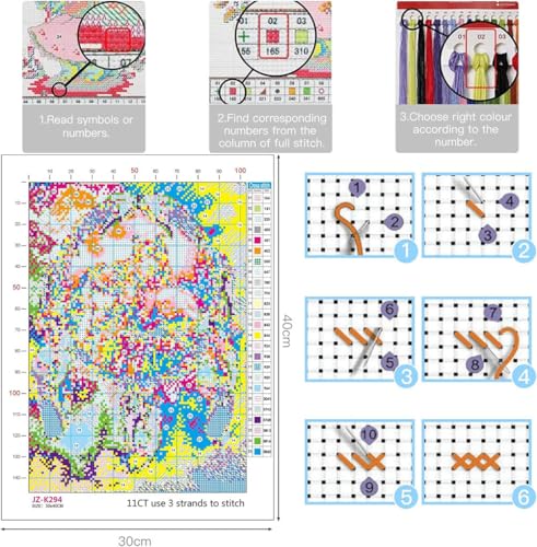 Meecaa Cross Stitch Kits 14 Count Stamped, Tree Bird Animal Building Fox Seasons Embroidery Kit with Accessories Pre Printed (Four Seasons)