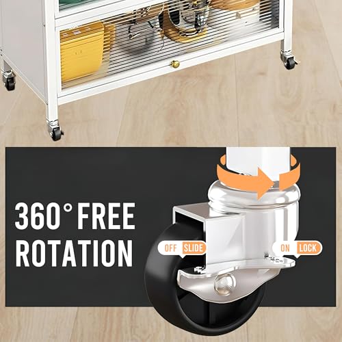 SunSettler 63.98" Tall Metal Kitchen Pantry Storage Cabinet, Large Capacity Hutch Cabinet with Acrylic Doors and Microwave Stand, Bakers Racks with Storage for Kitchens, Pantry (Grey, 80cm) SunSettler