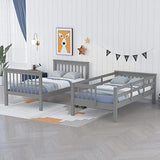 Harper & Bright Designs Twin Over Twin Bunk Bed with Storage Staircase, Wood Bunk Bed with Full-Length Fence Kids, Teens & Adults, Convertible Bunk Beds, Gray Harper & Bright Designs