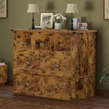 AMERLIFE Twin Size Murphy Bed, Farmhouse Wooden Cabinet with Charging Station and Storage Drawer for Bedroom/Office/Guest Room, Rustic Brown AMERLIFE