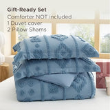 Bedsure Boho Duvet Cover King - Dusty Blue Tufted Boho Bedding, Farmhouse Shabby Chic Embroidery Bedding for All Seasons, 3 Pieces, 1 Soft Jacquard King Comforter Cover and 2 Pillow Shams Bedsure
