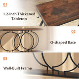 UPHYB 55'' Narrow Console Table, Industrial Entryway Table with Storage Shelves, O-Shaped Circle Metal Frame, Wood Accent Tables for Living Room, Hallway, Foyer, Entrance, Rustic Brown UPHYB