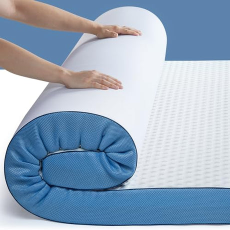 PERLECARE 3 Inch Firm Mattress Topper Full Size, Cooling Gel-Infused & Bamboo Charcoal Memory Foam Bed Topper for Pressure Relief, High-Density Mattress Pad with Removable Cover PERLECARE