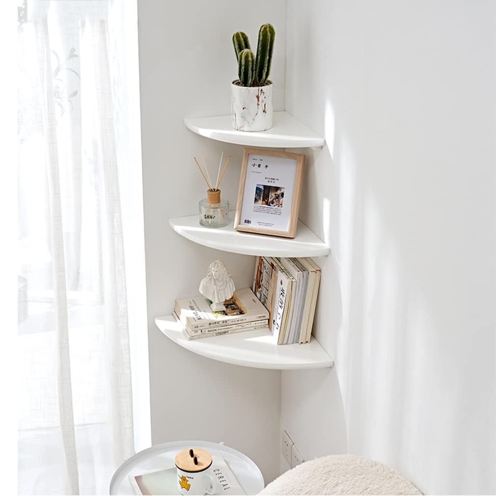 BEUGAWHOO White Oak Floating Corner Shelf - Elegant Wall-Mounted Storage for Plants and Decor - WoodArtSupply