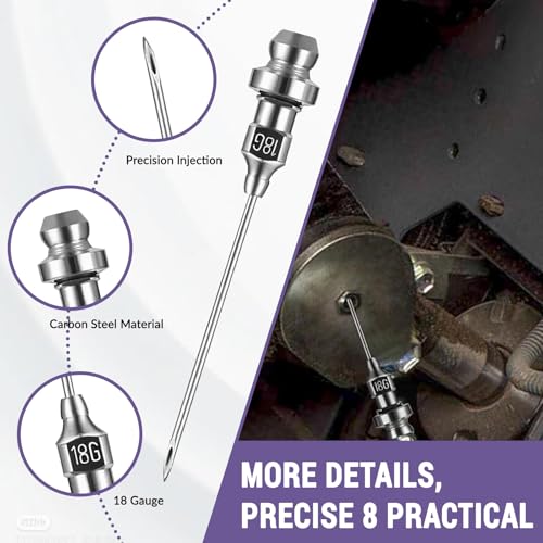 Grease Gun Accessory Kit,includes Grease Needle Dispenser, 2pcs Grease Needle Nozzles, 90 Degree Grease Coupler Adapter with Sleeves, Grease Gun Coupler, 12 Inch Grease-Gun-Hose, Zerk Fitting Cleaner GATTLELIC