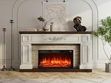 BLANKSPACE 60" Landscape Electric Fireplace with Mantel, Solid Wood Modern Entertainment Center TV Stand, Replaceable 30" Fireplace Insert Heater, for Living Room, Bedroom BLANKSPACE