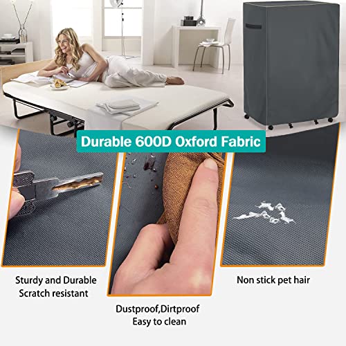 Dalema Rollaway Bed Storage Cover,Heavy Duty Waterproof Universal Folding Bed Storage Cover With Zipper for Twin Size 38-Inch Folding Bed.(39" L x 15" W x 44.8" H,Grey) Dalema