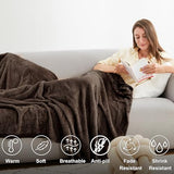 Hansleep Fleece Brown Full Blanket, Super Soft Flannel Fuzzy Plush Cozy Blanket for All Seasons, Brown, Full 84x90 Inches Hansleep
