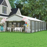 Outsunny 20 x 40 ft Heavy Duty Party Tent Outdoor Gazebo Wedding Tent Event Shelter Carport BBQ with Removable Sidewalls & Windows, Outside Waterproof Canopy for Parties, White and Gray Outsunny
