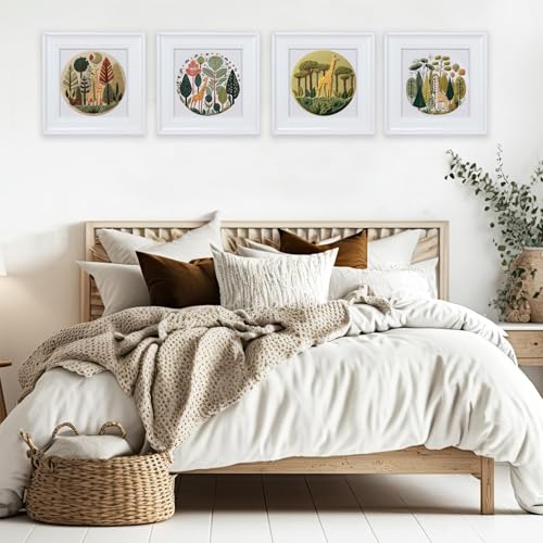 FONNUY Giraffe Pre-Stamped Embroidery Pattern for Beginners, Boho Needlepoint Kits for Beginners Cross Stitch Craft Sewing Full Needles and Thread Hoop Kit (Giraffe 01)