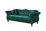 Container Furniture Direct Anna1 Chesterfield Velvet Couches for Living Room, Button Tufted Luxury Upholstery with Rolled Arms, High-Density Foam, Durable Wood Frame, 79.5" Sofa, Pine Green Container Furniture Direct
