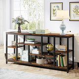 Tribesigns Console Sofa Table, 70.9 inch Extra Long Table Behind Couch with Storage Shelves, 3-Tier Industrial Narrow Entryway Hallway Accent Table for Living Room, Rustic Brown Tribesigns