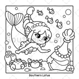 Ocean Home: Coloring Book for Adults and Teens Featuring Ocean Life with Adorable Mermaids and Sea Animals, Cute and Easy Drawings for Relaxation (Cozy Ocean) WoodArtSupply
