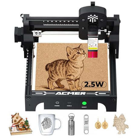 ACMER S1 Laser Engraver 2500mW, Compact Desktop Engraving & Cutting Machine for DIY Crafts, Small Business & Makers, 130×130mm Work Area, 0.04mm Detail Engraving for Wood, Acrylic ACMER