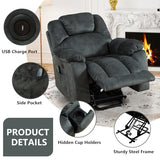 ANJ Large Power Lift Recliner with Hidden Cup Holders for Elderly, Large Electric Reclining Lift Chair with Massage and Heat, Overstuffed Lifting Chairs with Side Pockets for Living Room, Dark Green